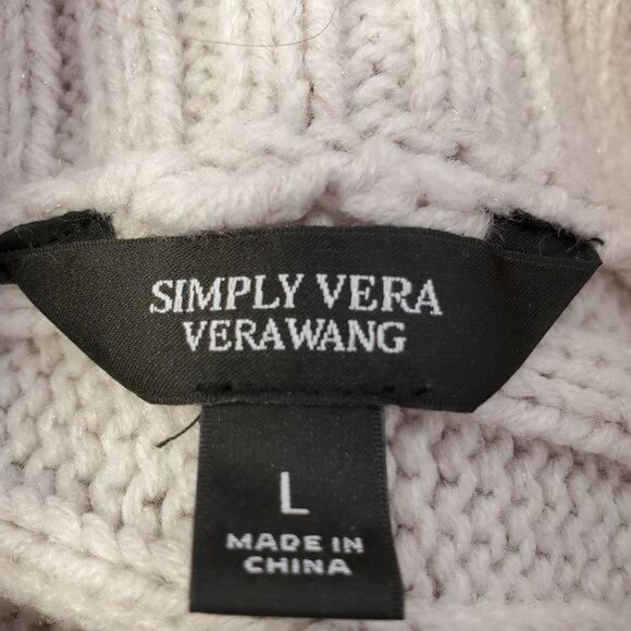 Sweater Simply Vera Wang Cable Knit Turtle Neck Asymmetrical Women's Size Large - Picture 9 of 12